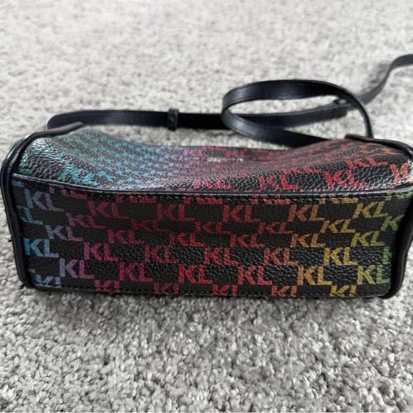 KARL LAGERFELD PARIS-Rainbow “KL” Monogram/Logo Faux Leather Small Crossbody Bag - Picture 3 of 16